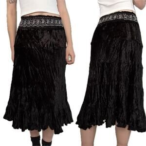 Mix nouveau black velvet whimsygoth tiered maxi skirt size 8